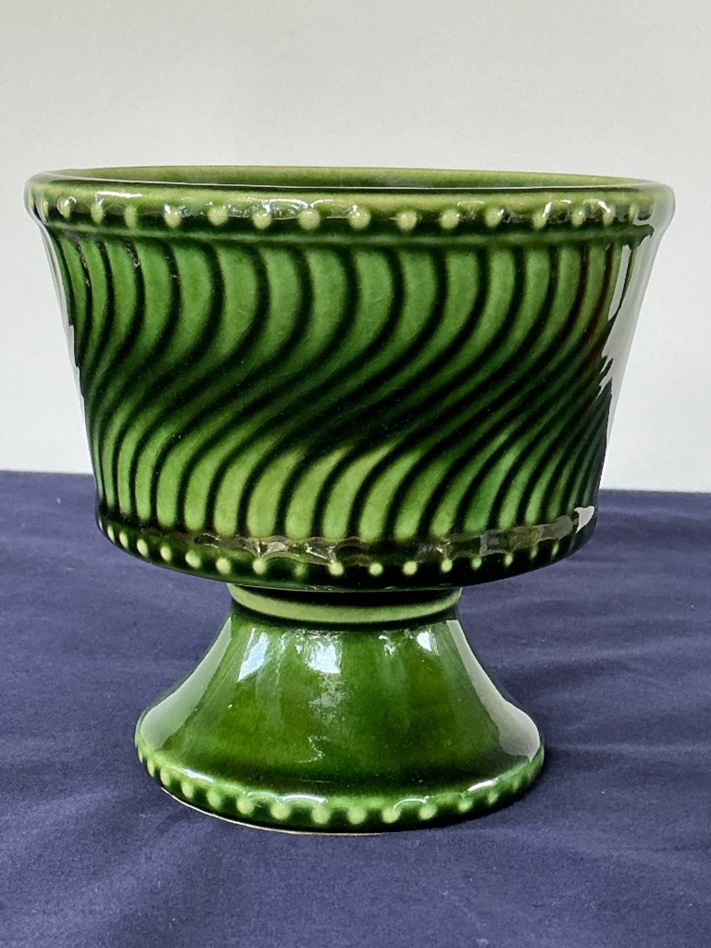 Vintage McCoy Pottery Green Swirl Pedestal Planter Mid Century USA